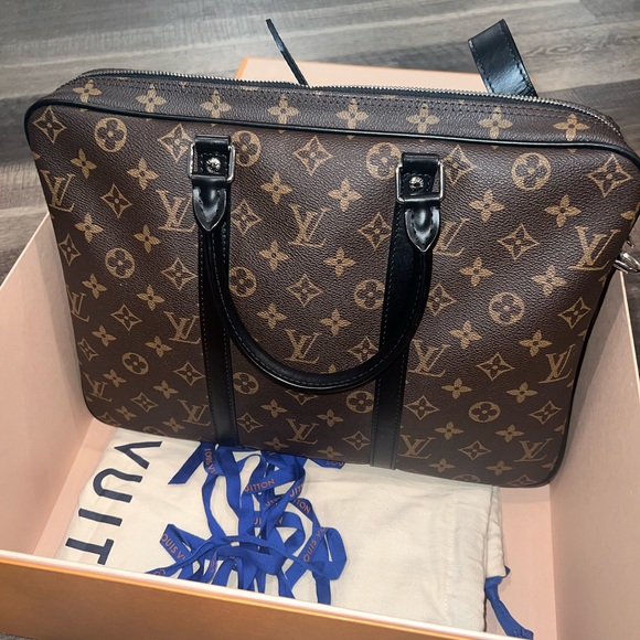 Louis Vuitton Monogram Macassar Porte-Documents Voyage PM Men’s Briefcase - Picture 4 of 8